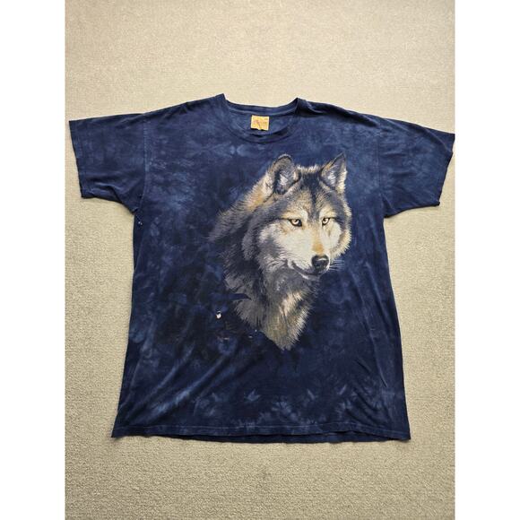 Vintage The Mountain Lone Wolf AOP Nature Tie Dye Graphic T Shirt Men's Size XXL - Picture 1 of 8